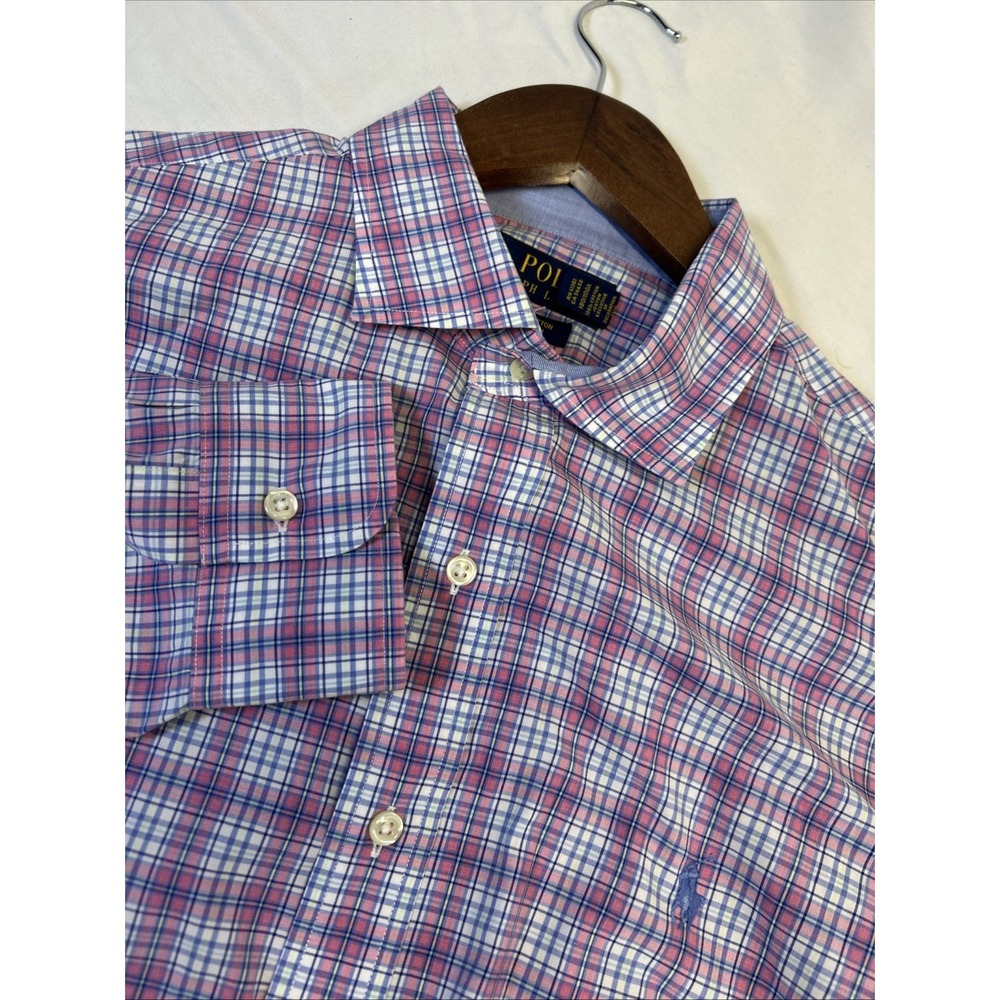 Polo Ralph Lauren Milticolor Plaid Long Sleeve Button Up Shirt Men's L Cotton‎